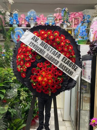 Kırmızı Cenaze Çelengi - Eskişehir Çiçekçi