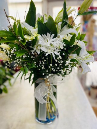 Vazoda Krizantem ve Kazablanka - Eskişehir Çiçek