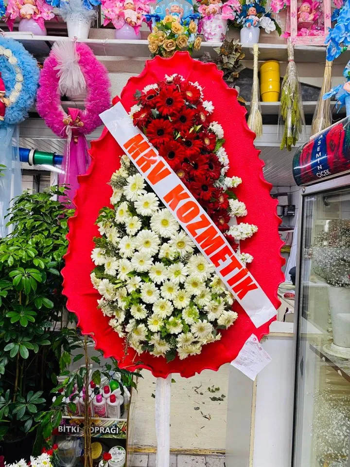 Kırmızı Beyaz Çelenk - Eskişehir Çiçekçi