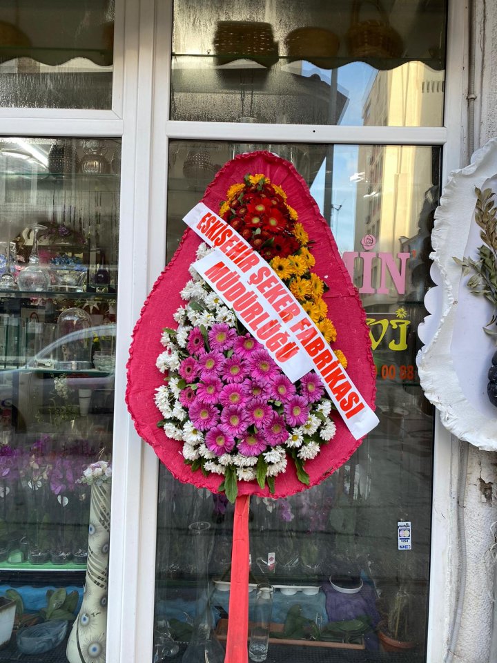 Renkli Çiçekli Çelenk - Eskişehir Çiçekçi