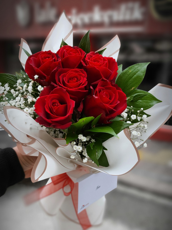 6 Kırmızı Güllü Buket, Eskişehir çiçekçi